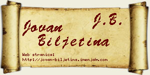 Jovan Biljetina vizit kartica